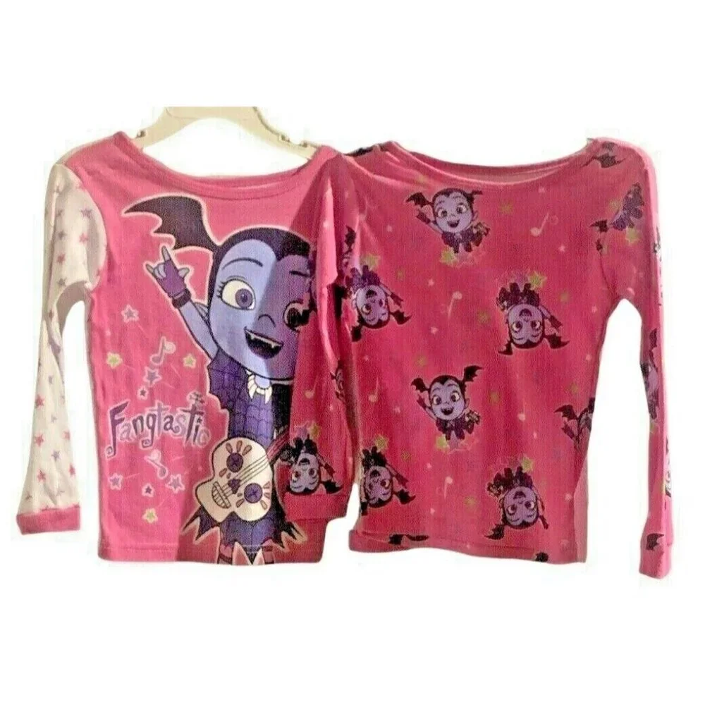 Disney  Vampirina  Girls Snug Fit Pajama Tops Toddler Size 4 Pink 2 Shirts